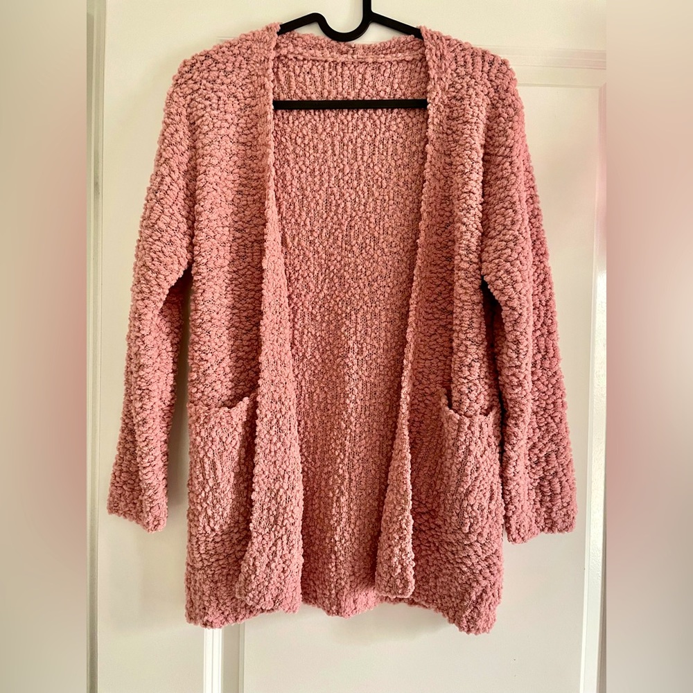 Knit Pink Plush Cardigan (New+Unworn)